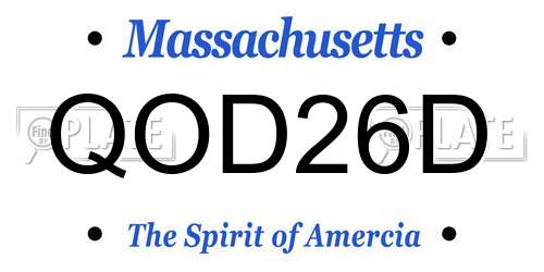 QOD26D Massachusetts License Plate