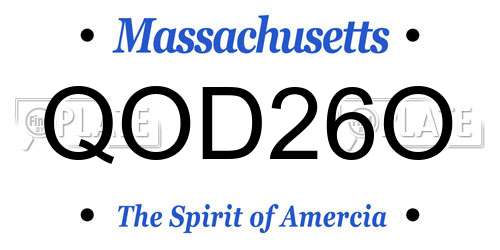 QOD26O Massachusetts License Plate