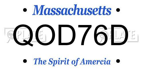 QOD76D Massachusetts License Plate
