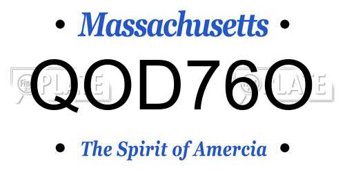 QOD76O Massachusetts License Plate