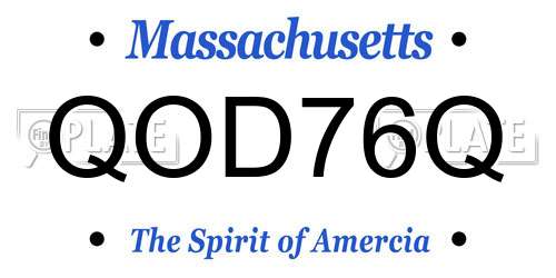 QOD76Q Massachusetts License Plate