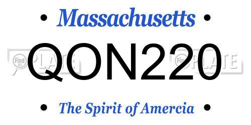 QON220 Massachusetts License Plate