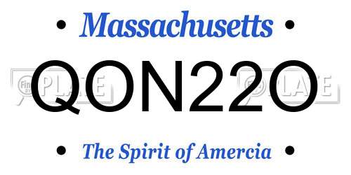QON22O Massachusetts License Plate