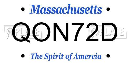 QON72D Massachusetts License Plate