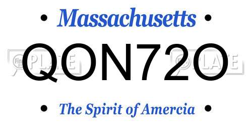 QON72O Massachusetts License Plate