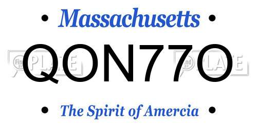 QON77O Massachusetts License Plate