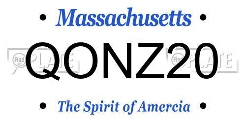 QONZ20 Massachusetts License Plate