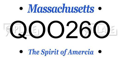 QOO26O Massachusetts License Plate