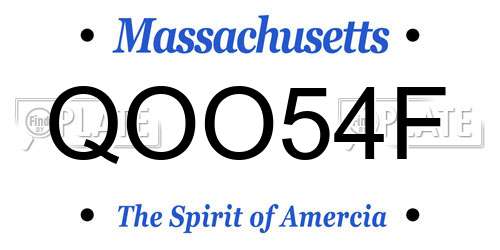 QOO54F Massachusetts License Plate