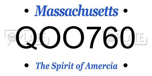 QOO760 Massachusetts License Plate