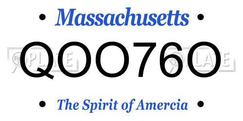QOO76O Massachusetts License Plate