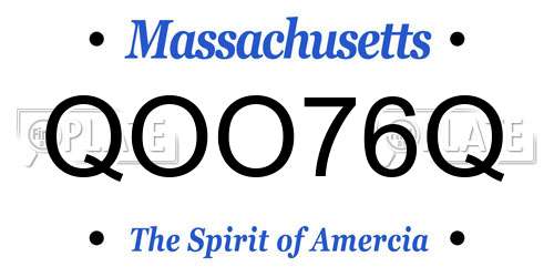 QOO76Q Massachusetts License Plate
