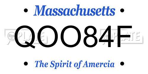 QOO84F Massachusetts License Plate