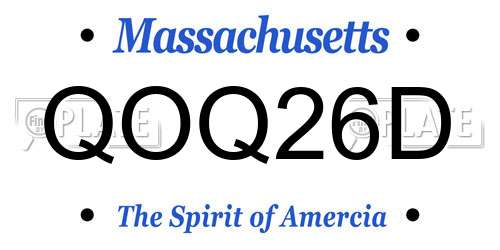 QOQ26D Massachusetts License Plate