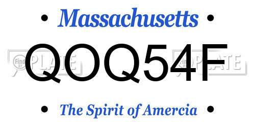 QOQ54F Massachusetts License Plate