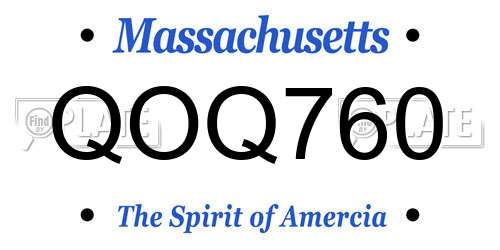 QOQ760 Massachusetts License Plate
