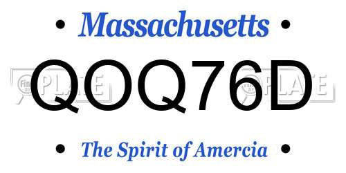 QOQ76D Massachusetts License Plate