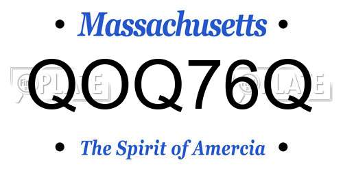 QOQ76Q Massachusetts License Plate
