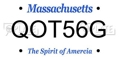 QOT56G Massachusetts License Plate