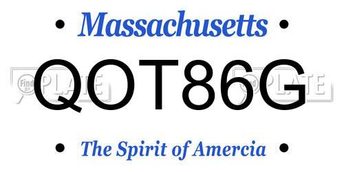 QOT86G Massachusetts License Plate