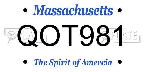 QOT981 Massachusetts License Plate