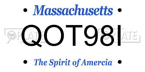 QOT98I Massachusetts License Plate