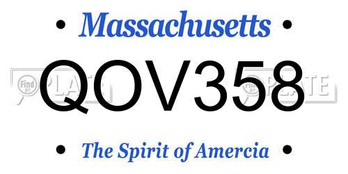 QOV358 Massachusetts License Plate