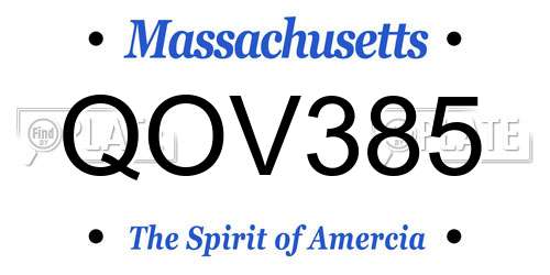 QOV385 Massachusetts License Plate