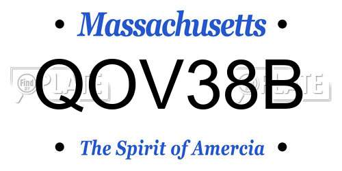 QOV38B Massachusetts License Plate