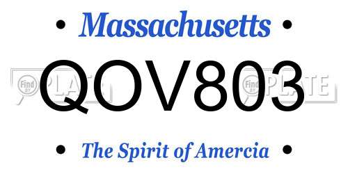QOV803 Massachusetts License Plate