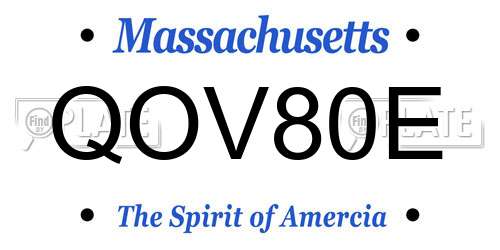 QOV80E Massachusetts License Plate