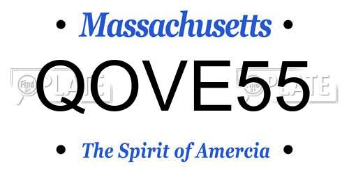 QOVE55 Massachusetts License Plate