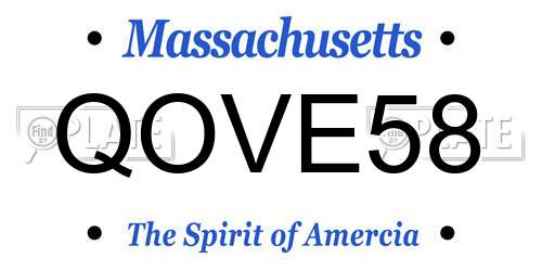 QOVE58 Massachusetts License Plate