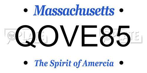 QOVE85 Massachusetts License Plate