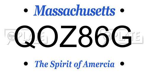 QOZ86G Massachusetts License Plate