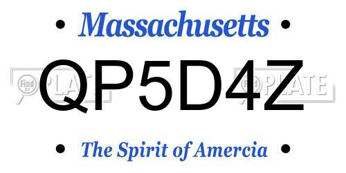 QP5D4Z Massachusetts License Plate