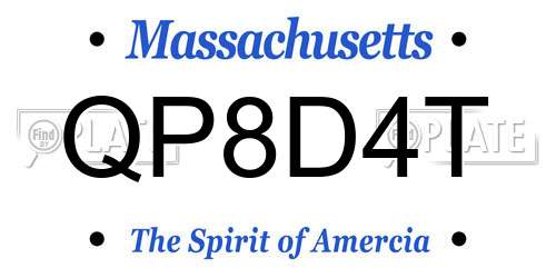 QP8D4T Massachusetts License Plate