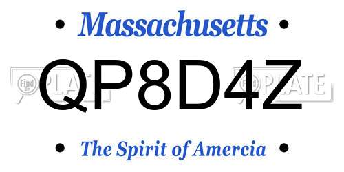 QP8D4Z Massachusetts License Plate