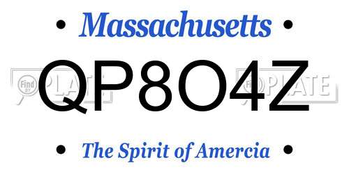 QP8O4Z Massachusetts License Plate