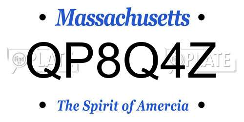 QP8Q4Z Massachusetts License Plate