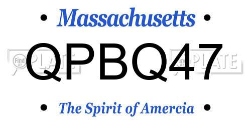 QPBQ47 Massachusetts License Plate