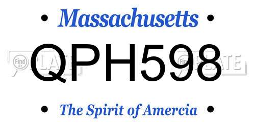 QPH598 Massachusetts License Plate