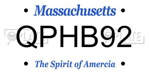 QPHB92 Massachusetts License Plate