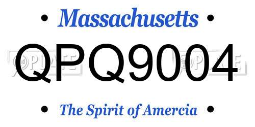 QPQ9004 Massachusetts License Plate