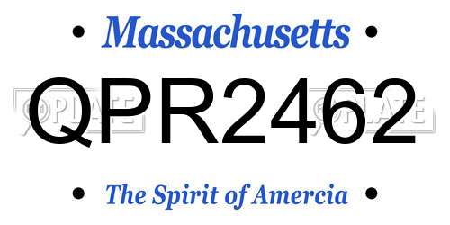 QPR2462 Massachusetts License Plate