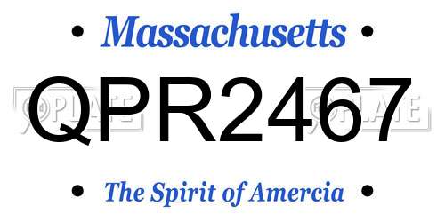 QPR2467 Massachusetts License Plate