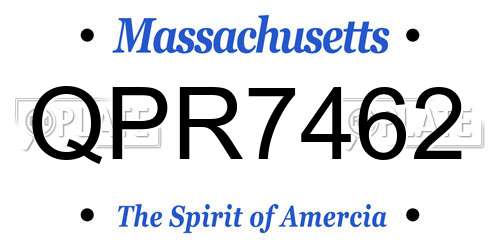 QPR7462 Massachusetts License Plate