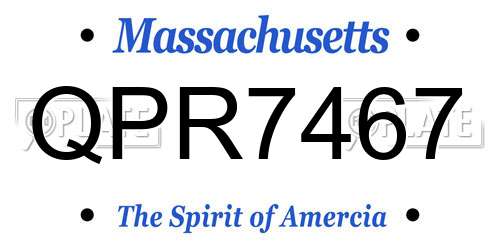 QPR7467 Massachusetts License Plate