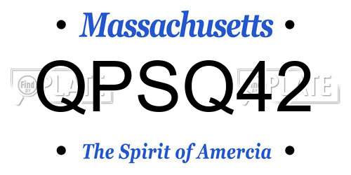 QPSQ42 Massachusetts License Plate