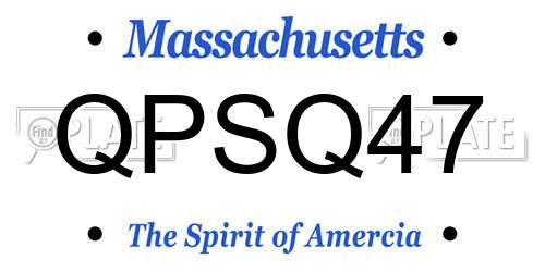 QPSQ47 Massachusetts License Plate